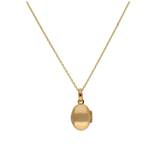 Small 9ct Gold Oval Locket Belcher Necklace 16-20 Inches