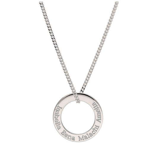 Maßgefertigt Sterlingsilber Einfach Kreis Name Halskette 40,5 - 71cm