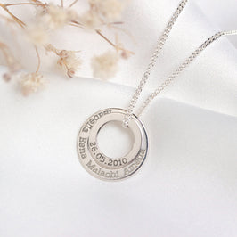 Personalised Sterling Silver Family Name Circle Necklace