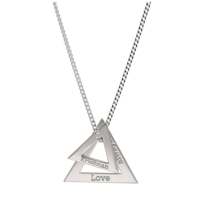 Maßgefertigt Sterlingsilber Doppel Dreieck Name Halskette 16 - 71cm