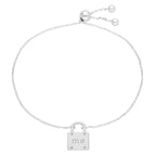 Bespoke Sterling Silver Initials Padlock Adjustable Bracelet