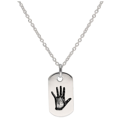 Maßgefertigt Sterlingsilber Handabdruck Namensschild Halskette 16 - 61cm