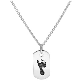 Bespoke Sterling Silver Footprint Dogtag Necklace 16 - 24 Inches