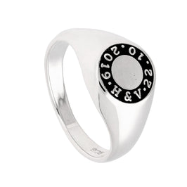 Bespoke Sterling Silver Message Circle Signet Ring J - Z+1