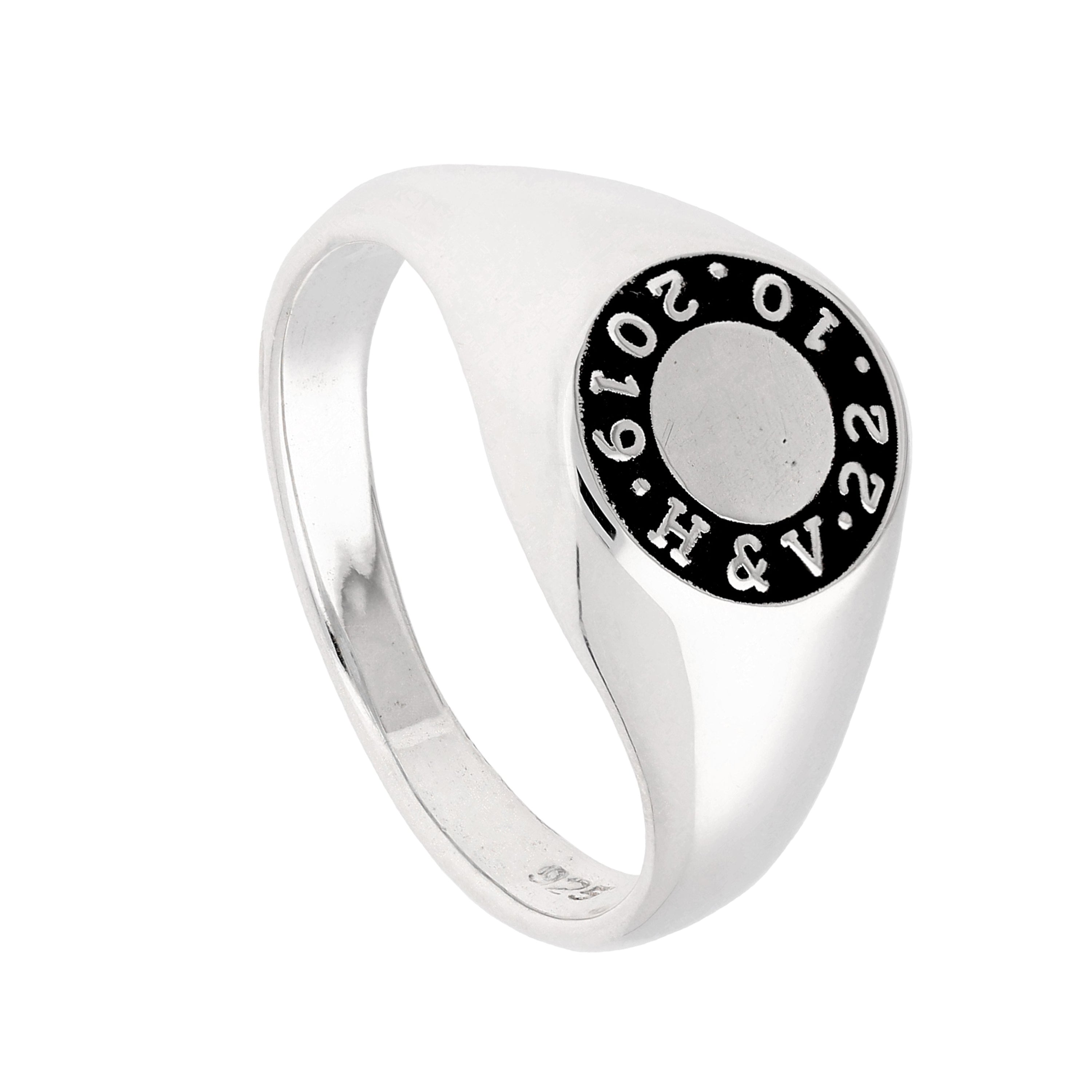 Bespoke Sterling Silver Message Circle Signet Ring J - Z+1