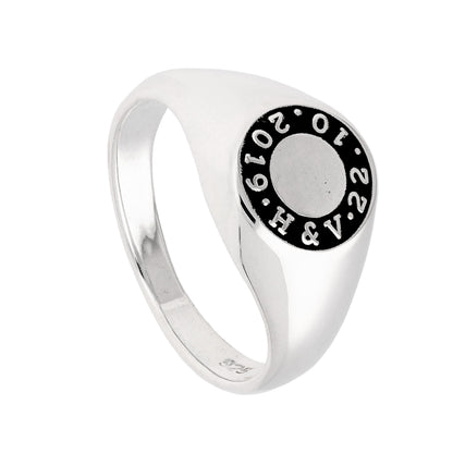 Bespoke Sterling Silver Message Circle Signet Ring J - Z+1