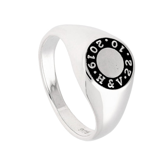 Bespoke Sterling Silver Message Circle Signet Ring J - Z+1