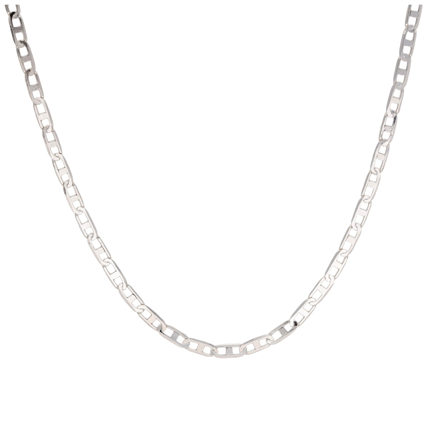 Sterling Silver Flat Cable Link Chain Necklace - 18 inches