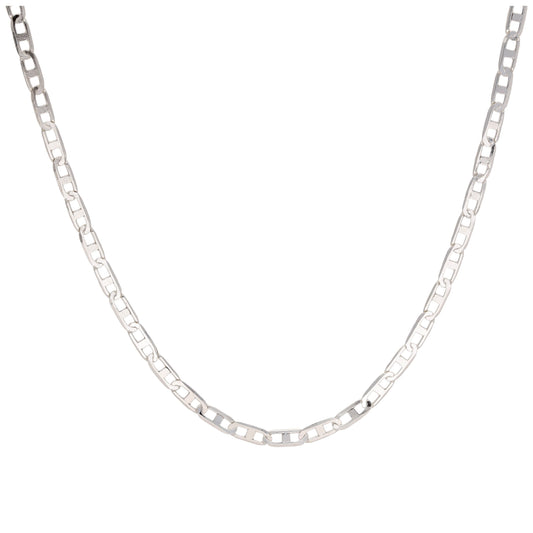 Sterlingsilber Flach Kabel Kettenglied Halskette - 45,5cm