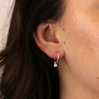 Sterling Silver CZ Opal October 12mm Charm Hoop Earrings