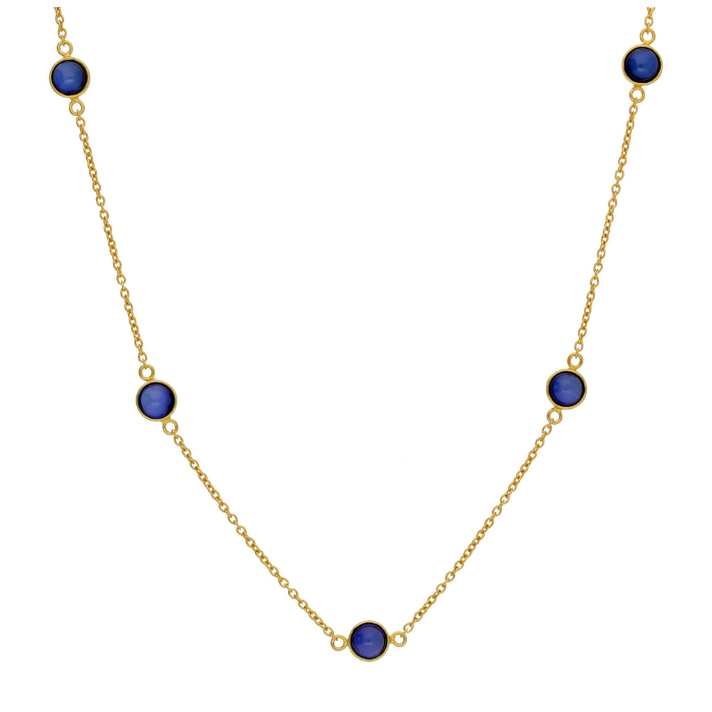 Gold Plated Sterling Silver Multi Sapphire CZ Birthstone Necklace