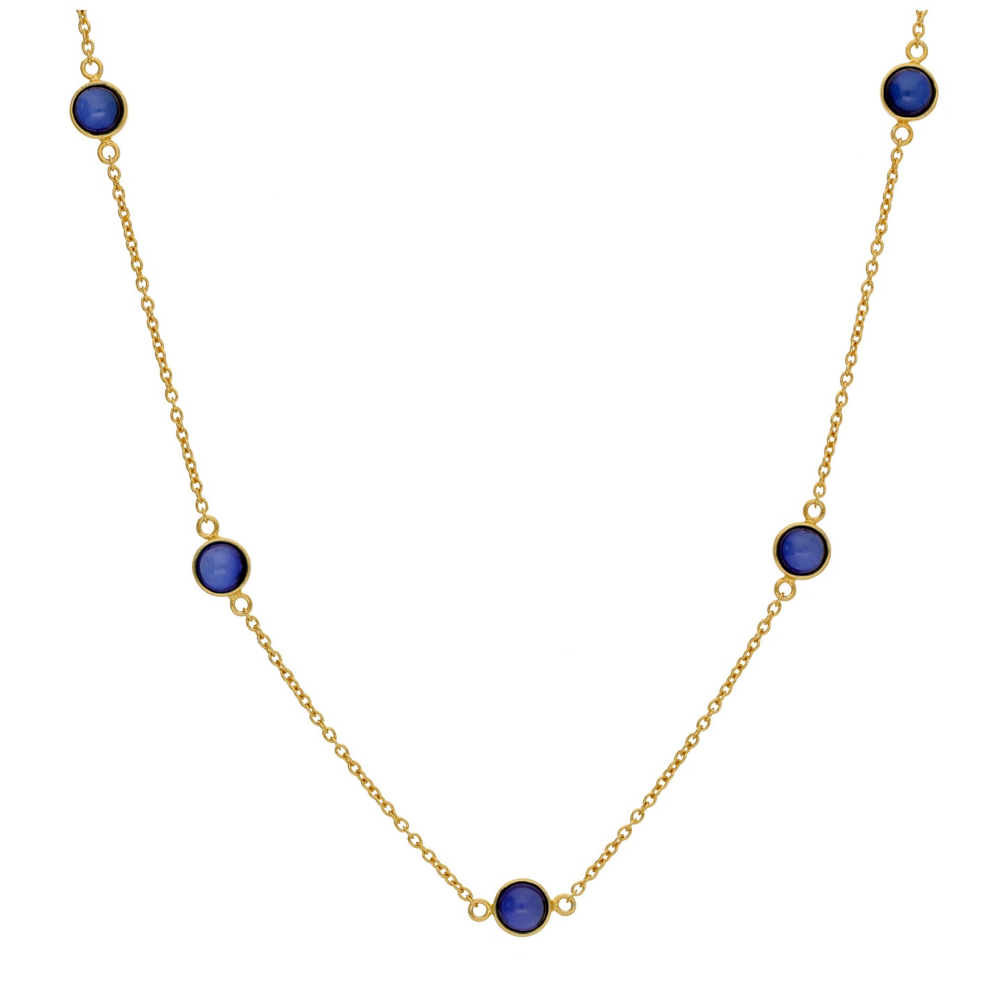 Gold Plated Sterling Silver Multi Sapphire CZ Birthstone Necklace