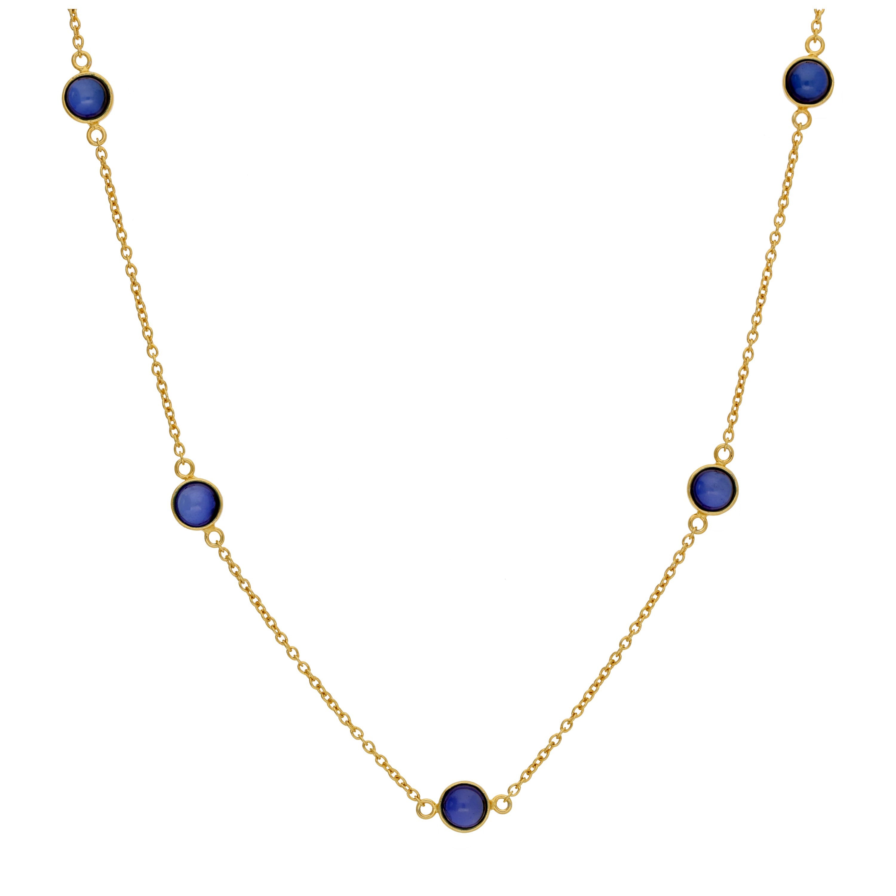Gold Plated Sterling Silver Multi Sapphire CZ Birthstone Necklace
