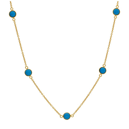 Gold Plated Sterling Silver Multi Turquoise Birthstone Necklace