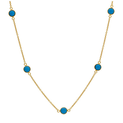 Gold Plated Sterling Silver Multi Turquoise Birthstone Necklace