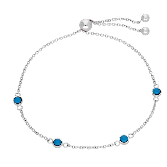 Sterling Silver Multi Turquoise December Adjustable Bracelet