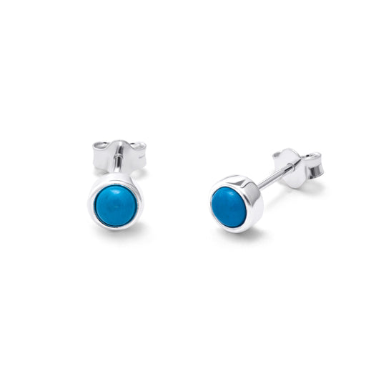 Sterling Silver Turquoise December Rubover 4mm Stud Earrings