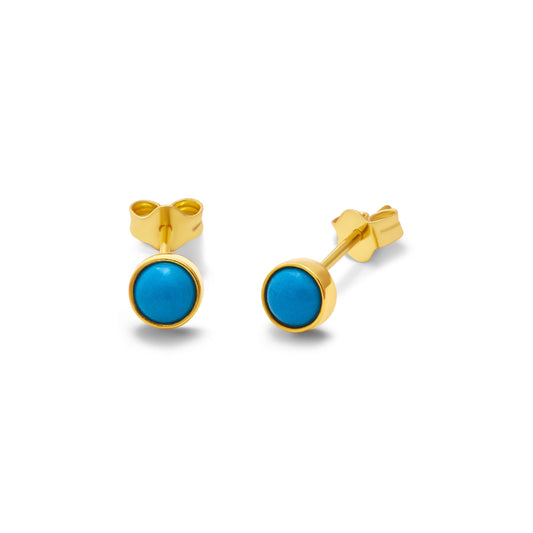 Gold Plated Sterling Silver Turquoise 4mm Stud Earrings