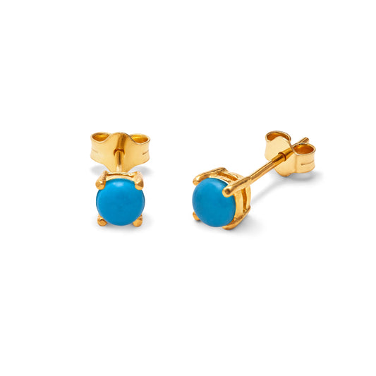 Gold Plated Sterling Silver Turquoise Claw 4mm Stud Earrings