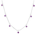 Sterling Silver Multi Amethyst CZ February Necklace 16+2 Inch