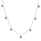 Sterling Silver Multi Amethyst CZ February Necklace 16+2 Inch