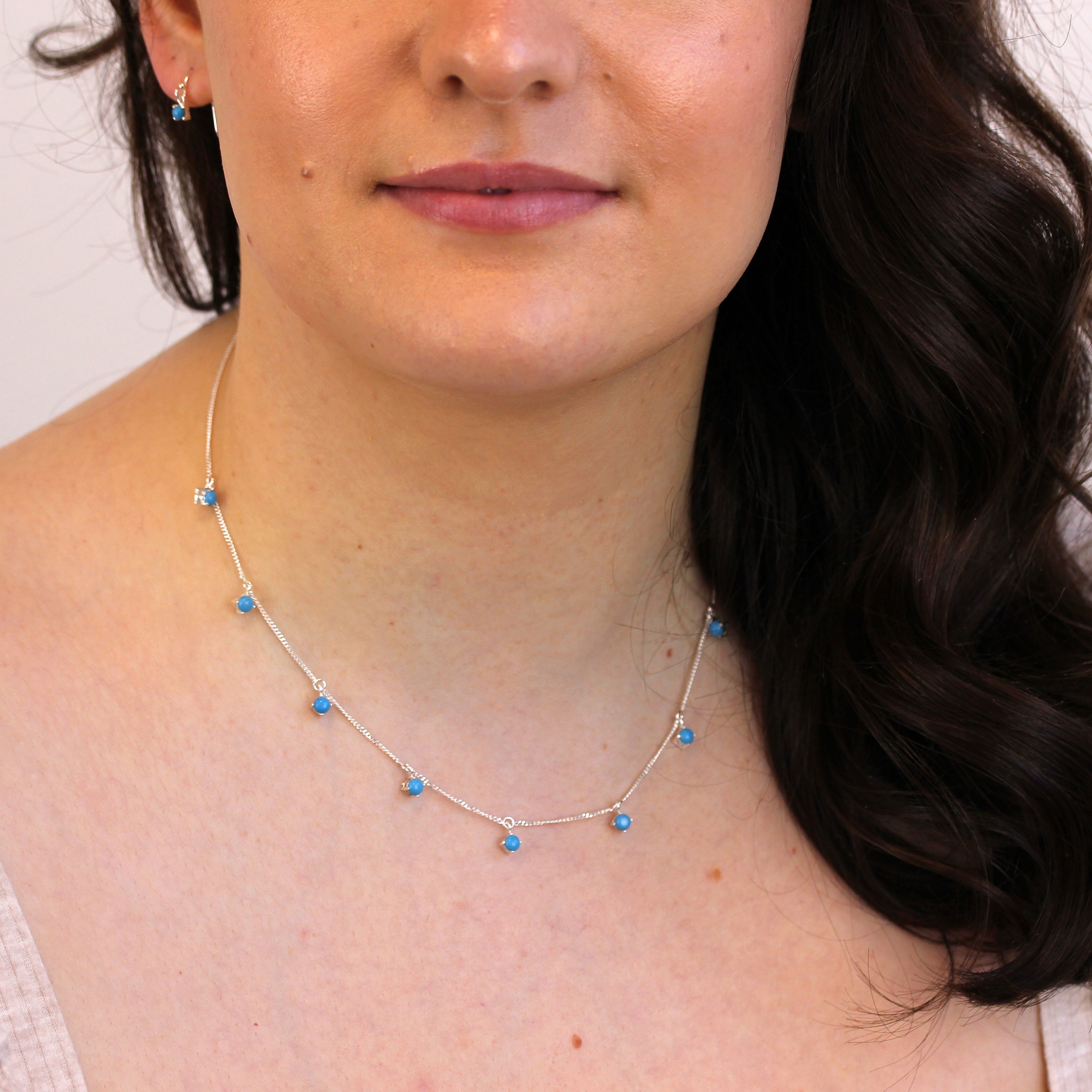 Sterling Silver Multi Turquoise December Birthstone Necklace