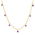 Gold Plated Sterling Silver Multi Amethyst CZ Necklace 16+2 Inch