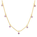 Gold Plated Sterling Silver Multi Alexandrite CZ Necklace 16+2 Inch