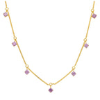 Gold Plated Sterling Silver Multi Alexandrite CZ Necklace 16+2 Inch