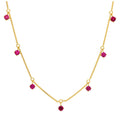 Gold Plated Sterling Silver Multi Ruby CZ July Necklace 16+2 Inch