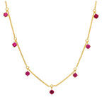 Gold Plated Sterling Silver Multi Ruby CZ July Necklace 16+2 Inch