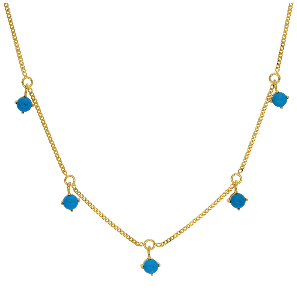 Gold Plated Sterling Silver Multi Turquoise CZ December Necklace