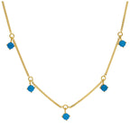 Gold Plated Sterling Silver Multi Turquoise CZ December Necklace