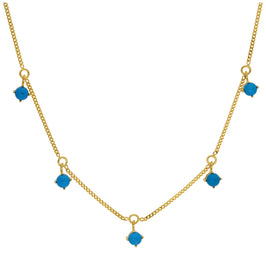 Gold Plated Sterling Silver Multi Turquoise CZ December Necklace