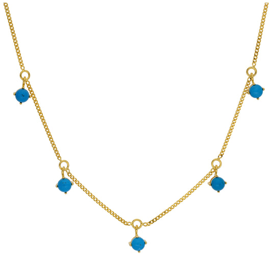 Gold Plated Sterling Silver Multi Turquoise CZ December Necklace