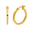 Gold Plated Sterling Silver 18mm Hexagonal Hoop Earrings