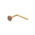9ct Gold Pink Opal Stone L-Shaped 22Ga Nose Stud