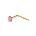 9ct Gold Fuchsia Opal Stone L-Shaped 22Ga Nose Stud