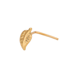 9ct Gold Leaf L-Shaped 22Ga Nose Stud