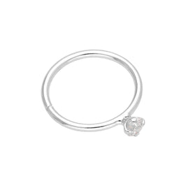 Sterling Silver 4 Claw Set CZ 20Ga 10mm Nose Ring