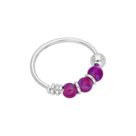 Sterling Silver Triple Purple Opal Bead 10mm 24Ga Nose Ring