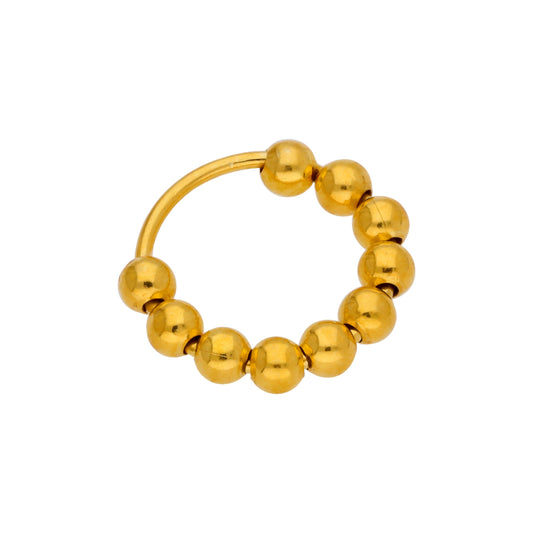 Gold Plated Sterling Silver Multiple Bead 22Ga 10mm Nose Ring