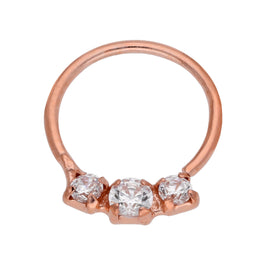 Rose Gold Plated Sterling 2mm CZ 7mm 22Ga Nose Hoop Ring