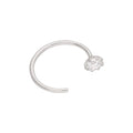 Sterling Silver CZ Claw Set Open Hoop 22Ga Nose Ring