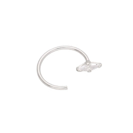 Sterling Silver CZ Marquise Cut Claw Set Open 22Ga Nose Ring