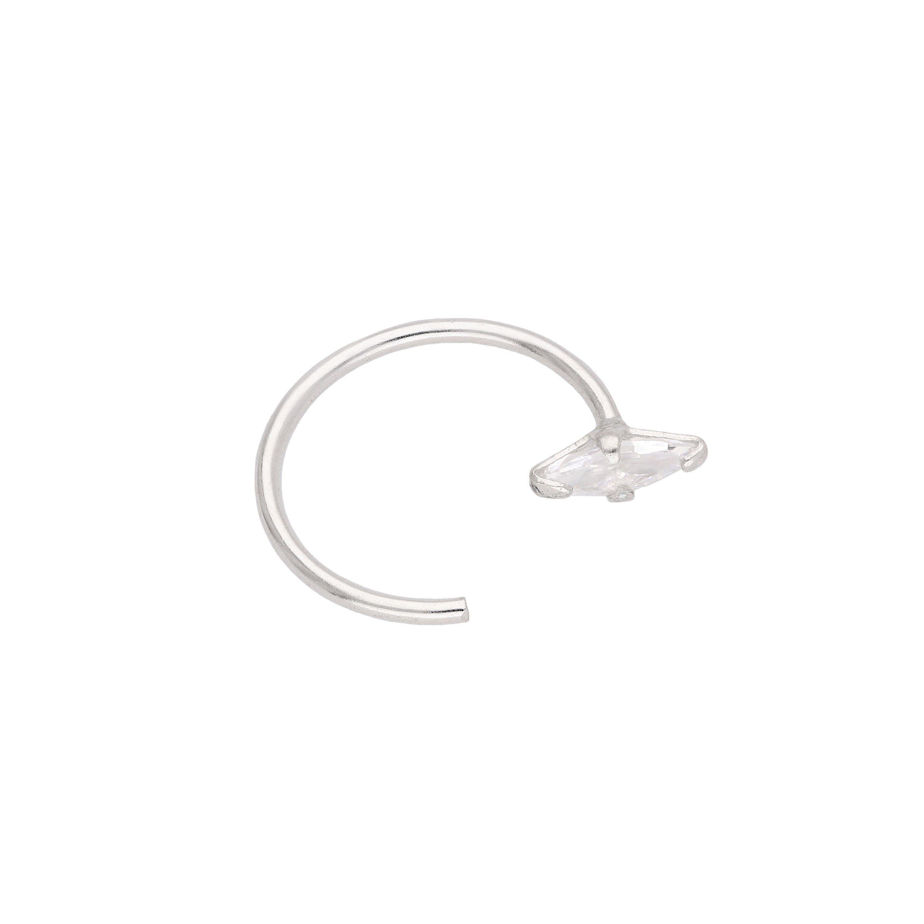 Sterling Silver CZ Marquise Cut Claw Set Open 22Ga Nose Ring