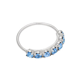 Sterling Silver alexandrite 7 CZ Pave 10mm 22Ga Nose Ring