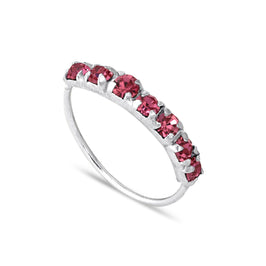 Sterling Silver Tourmaline 7 CZ Pave 22Ga 10mm Nose Ring