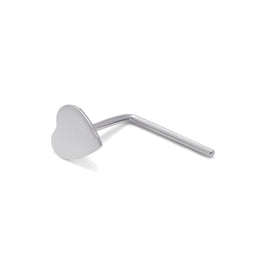 9ct White Gold Heart L-Shaped 22Ga Nose Stud