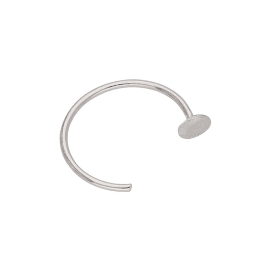 9ct White Gold Flat Disc Open Hoop 9mm 22Ga Nose Ring